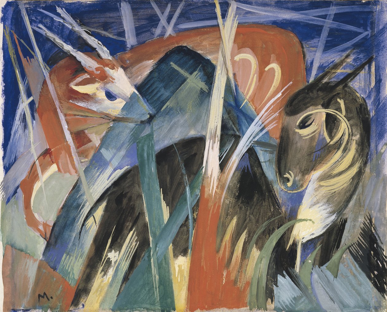 Fable Animals I Composição com animais I, 1913 de Franz Marc