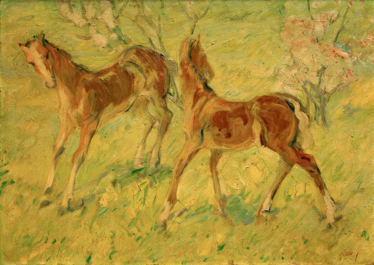 Potros no pasto (potros pulando) de Franz Marc