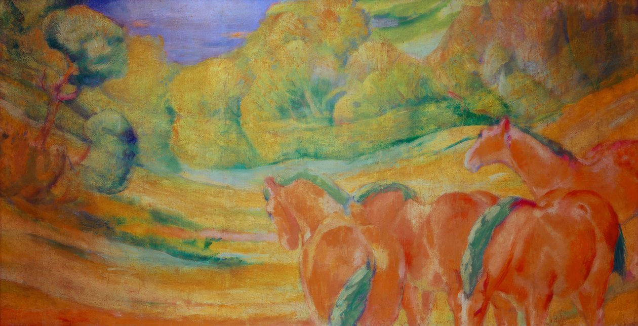 Grande paisagem I (paisagem com cavalos vermelhos) de Franz Marc