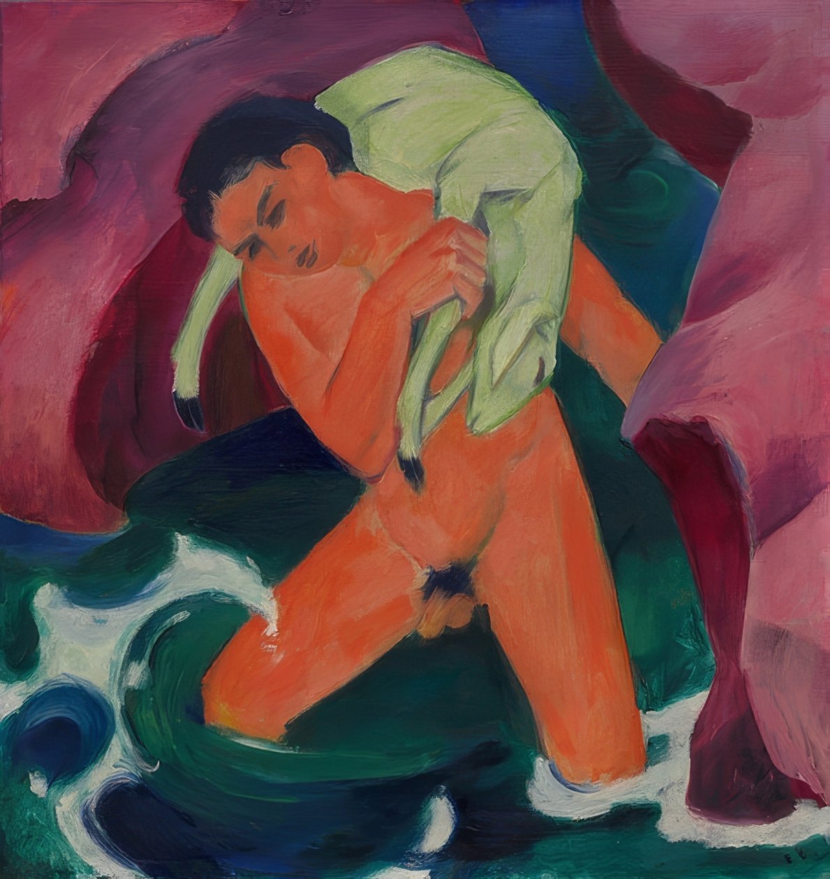 Menino com cordeiro. O bom pastor. 1911 de Franz Marc