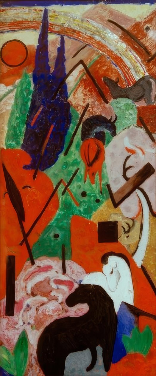 Paisagem com animais e arco-íris de Franz Marc