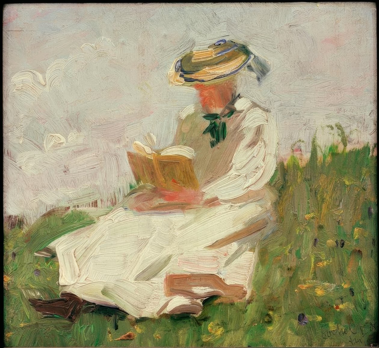 Mulher lendo na zona rural de Franz Marc