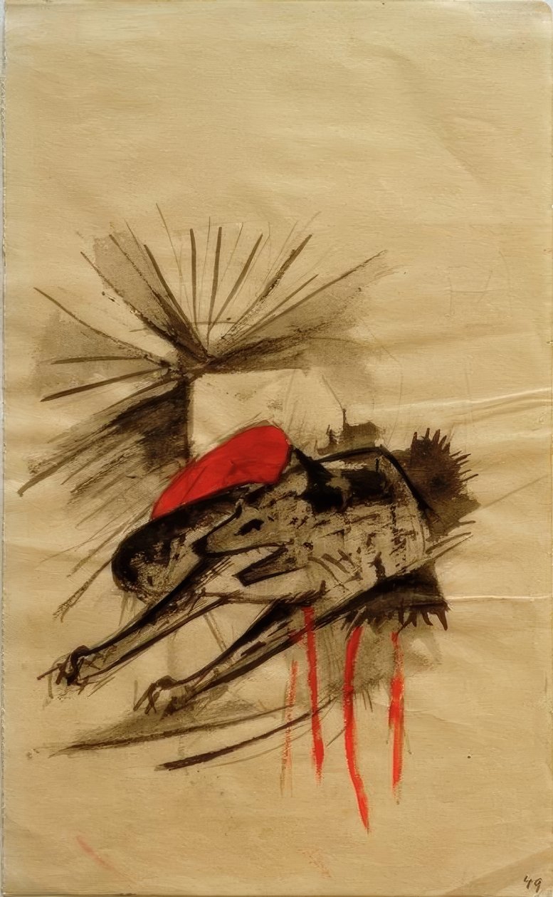 Hiena deitada (lobo mentiroso) de Franz Marc