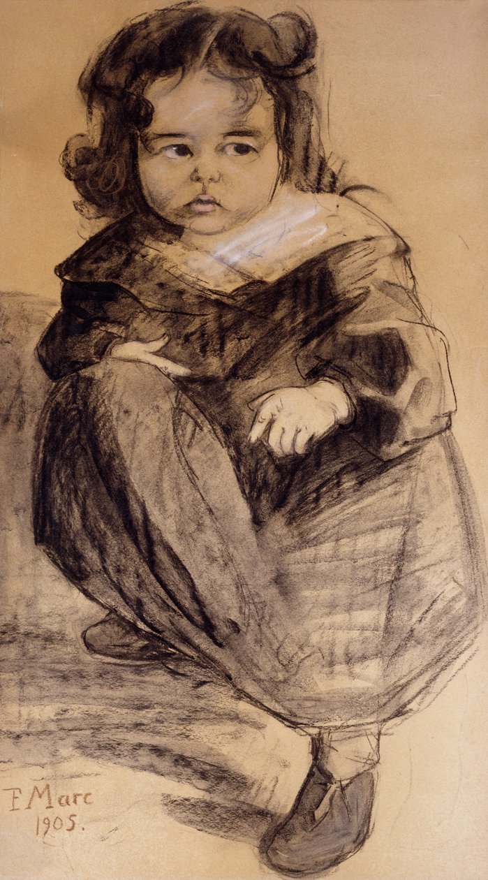 Menina com colarinho branco, 1905 de Franz Marc