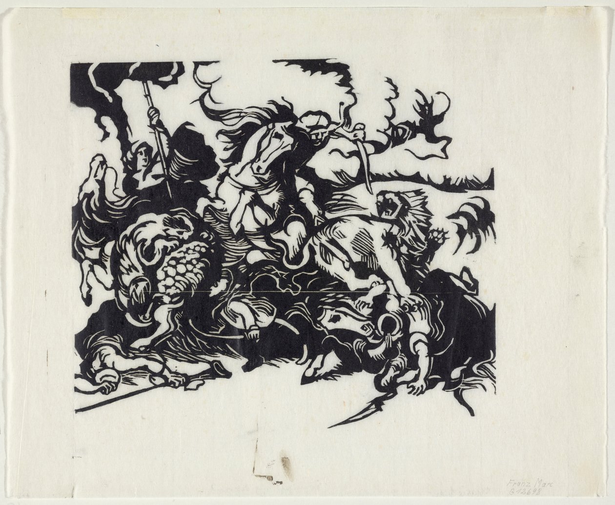 Caça ao leão depois de Delacroix de Franz Marc