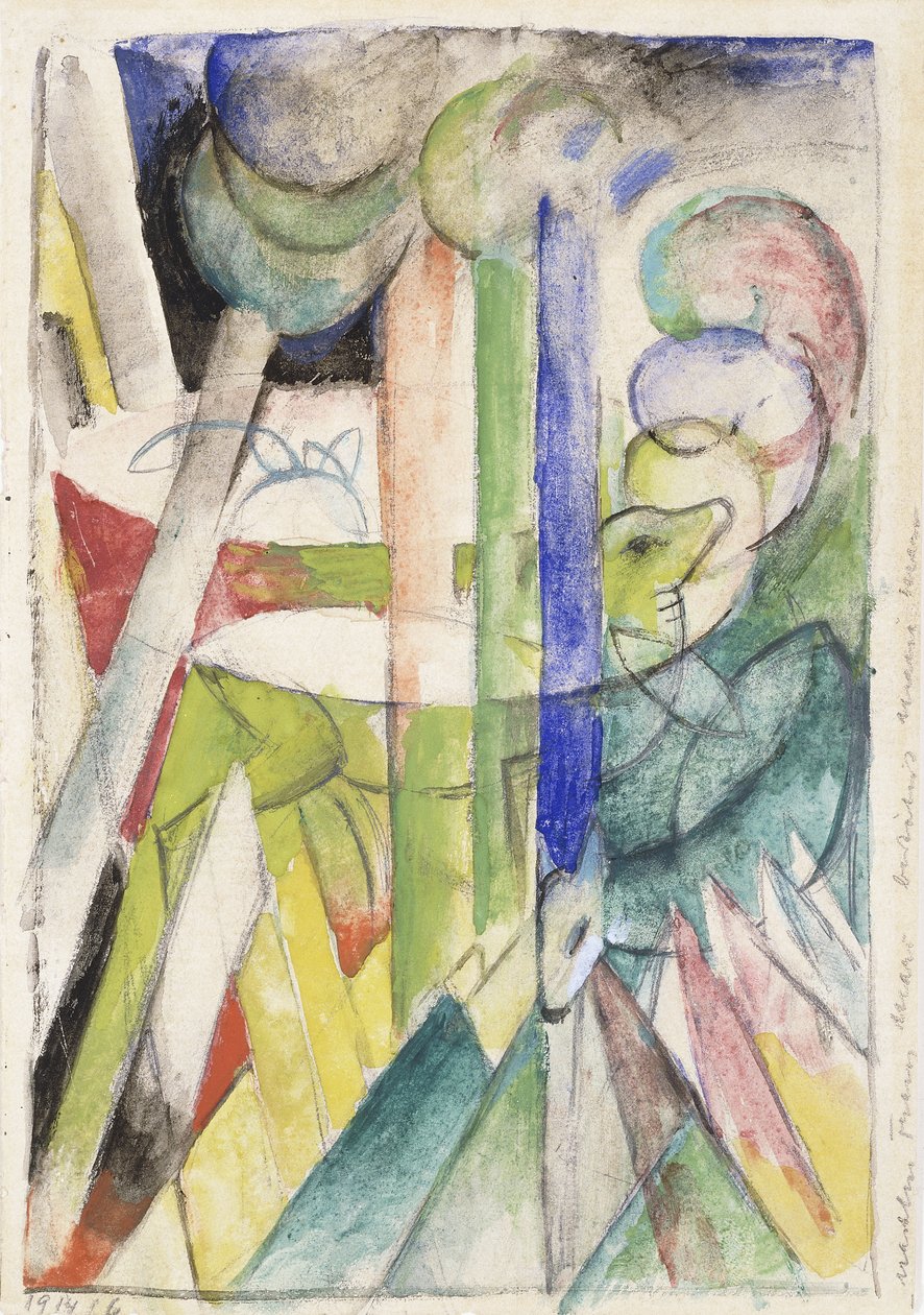Cabra da montanha; Bergziegen, 1914 de Franz Marc
