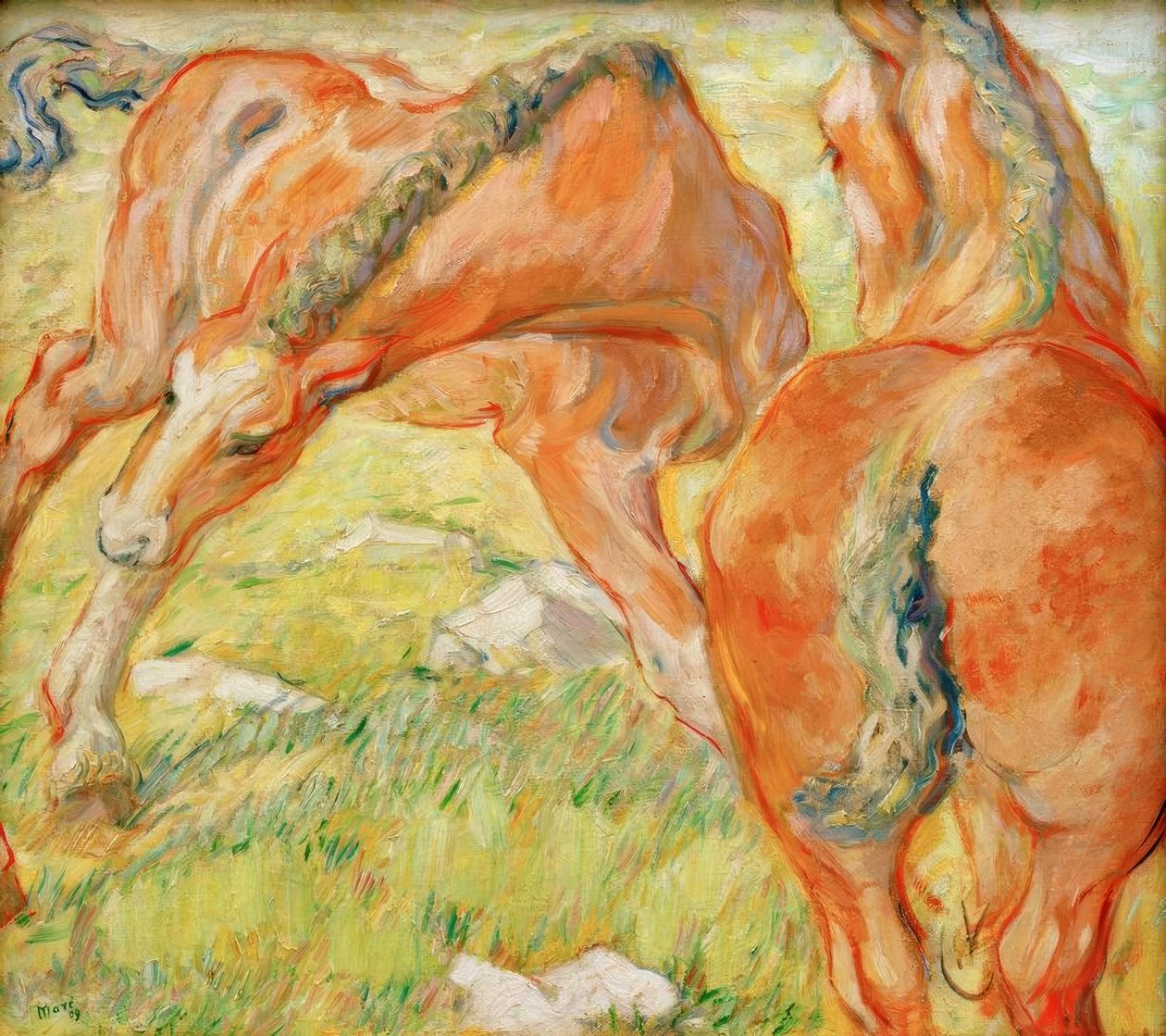 Mãe cavalo e potro de Franz Marc