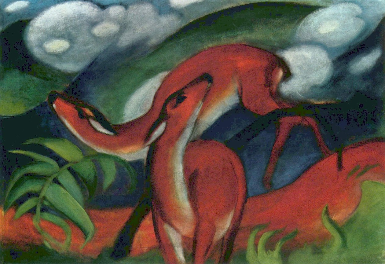 Veados-vermelhos II de Franz Marc