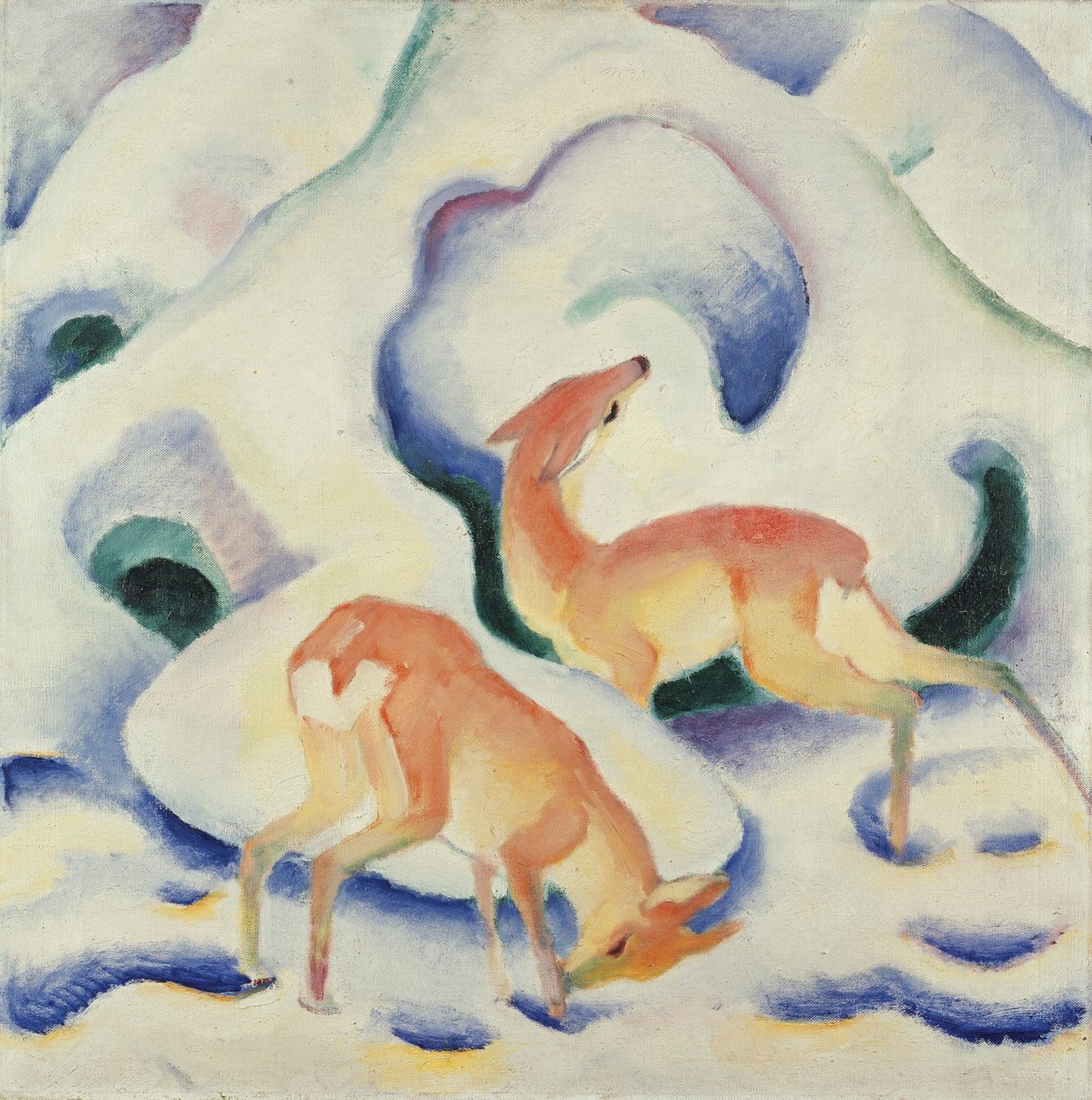 Veado na neve II de Franz Marc