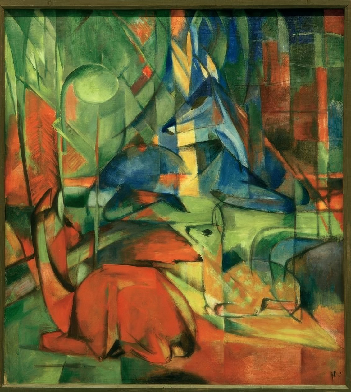 Veado na floresta II de Franz Marc