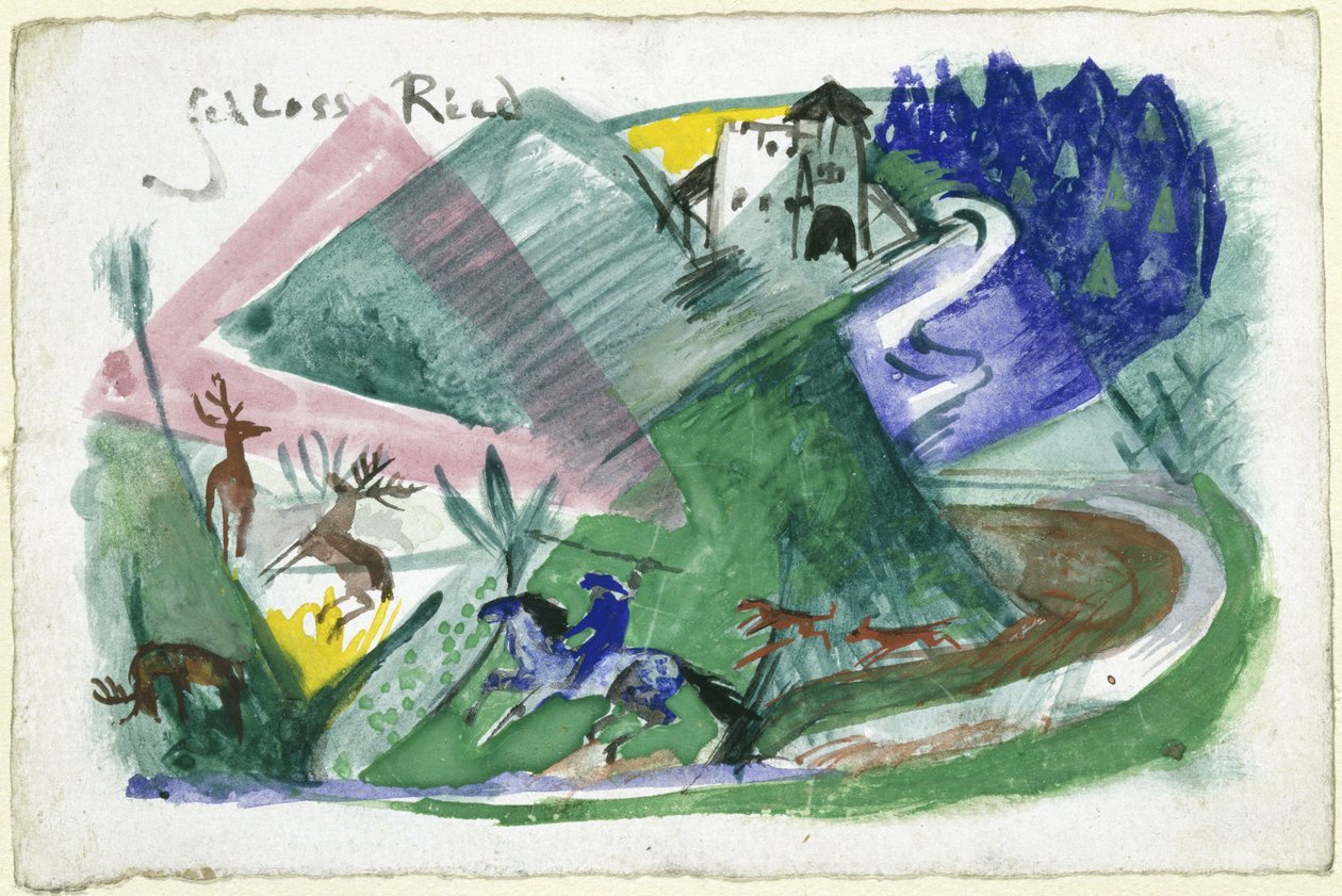 Castelo de Ried (postal para Else Lasker-Schüler) de Franz Marc