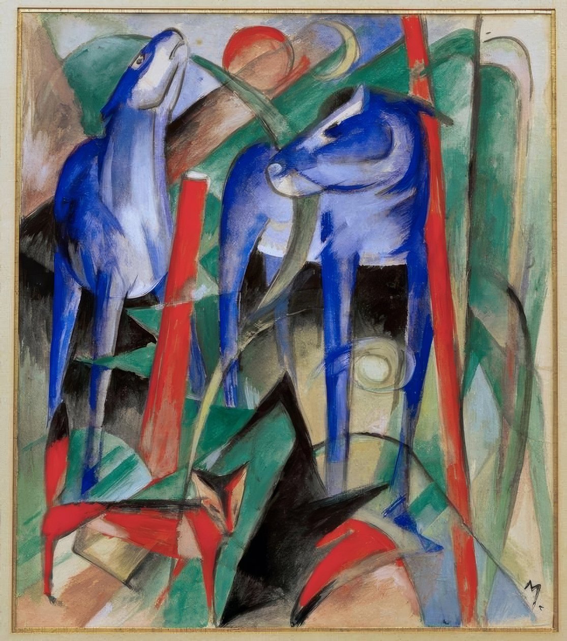 Criação dos cavalos (Três animais fabulosos) de Franz Marc