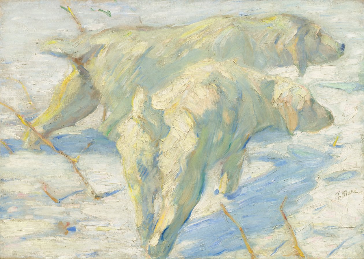 Cães siberianos na neve de Franz Marc