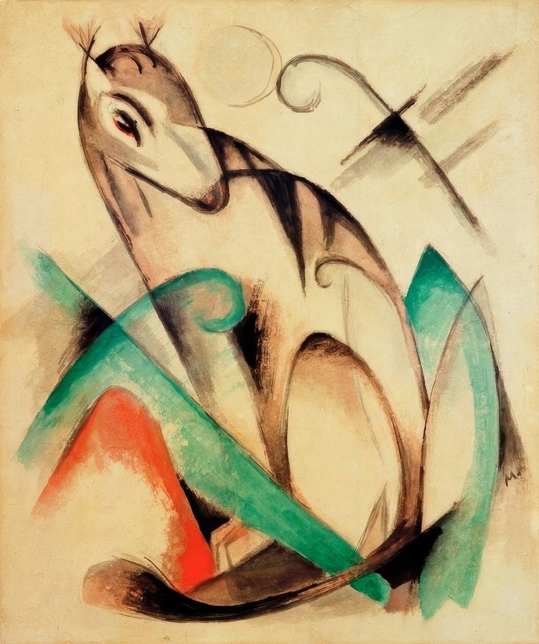 Sentado animal mítico de Franz Marc
