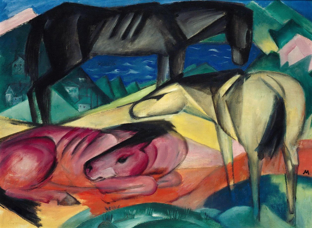 Três cavalos II, 1913. de Franz Marc