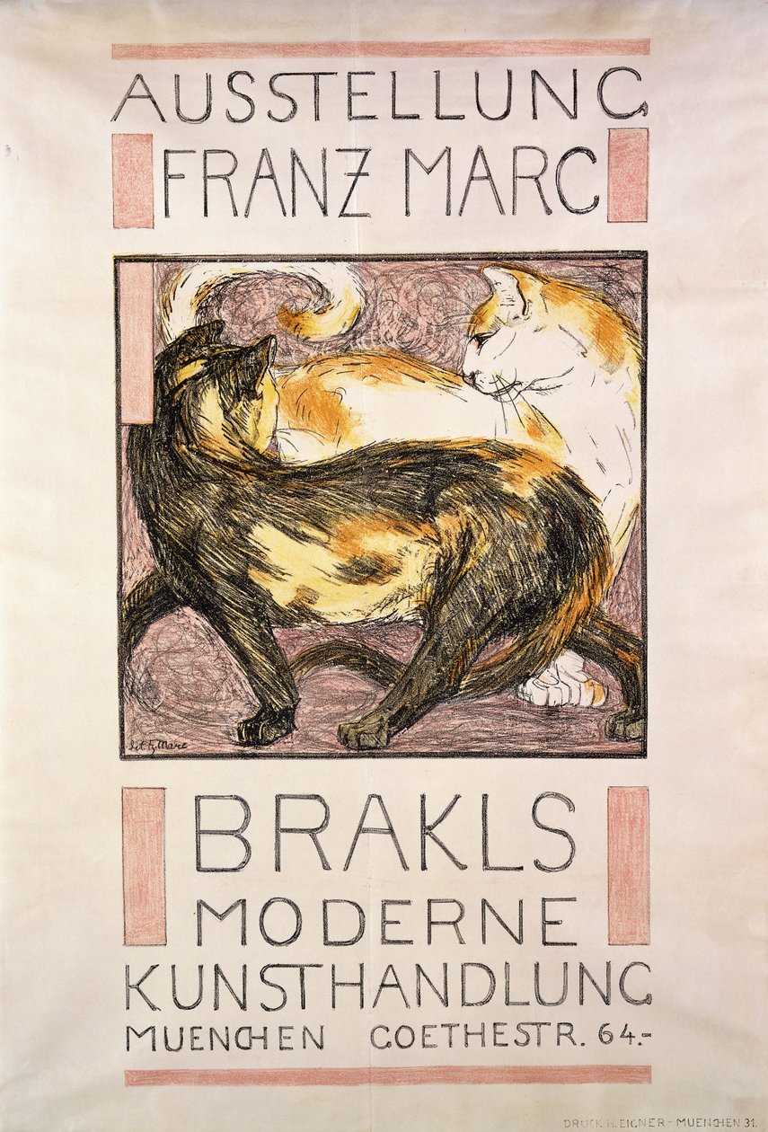 Dois Gatos, 1909-10 de Franz Marc