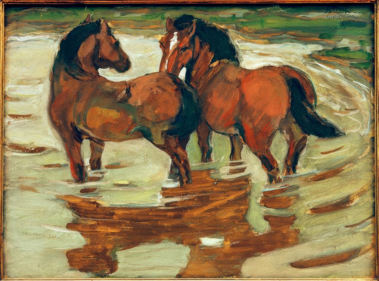 Dois cavalos na enchente de Franz Marc