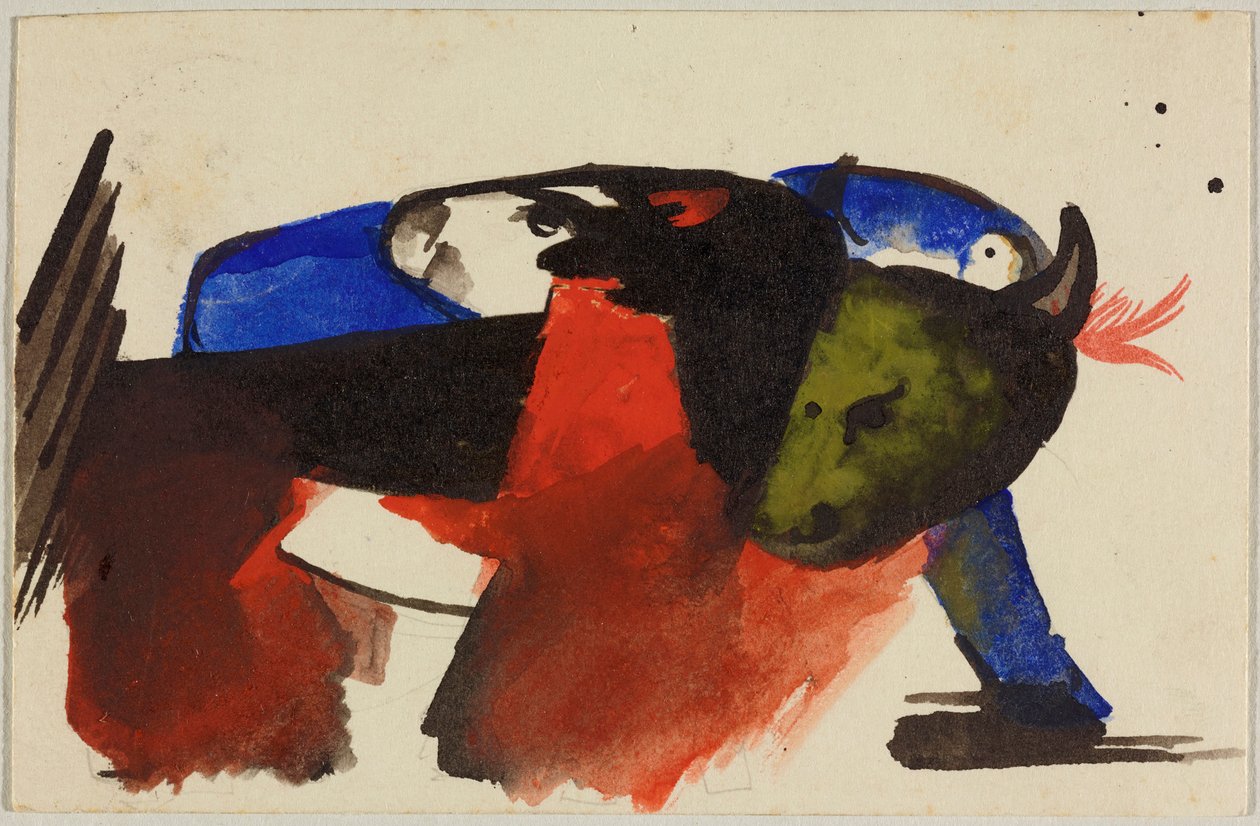 Dois animais, cartão postal de Sindelsdorf para Wassily Kandinsky em Munique de Franz Marc
