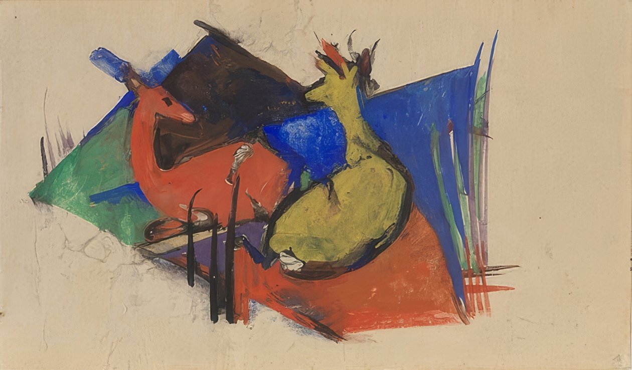 Dois veados a mentir. 1912-13 de Franz Marc