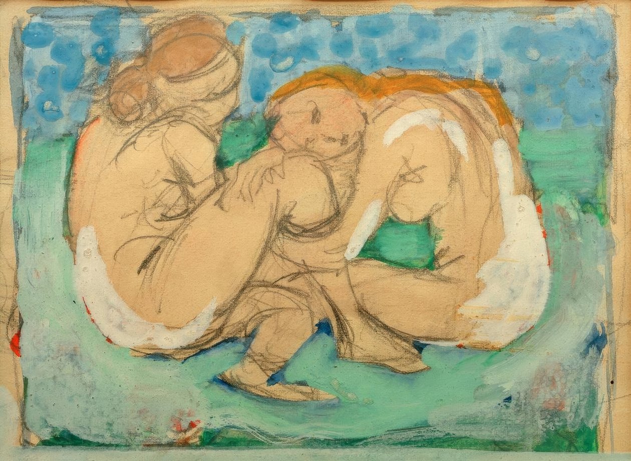Dois nus femininos em azul de Franz Marc