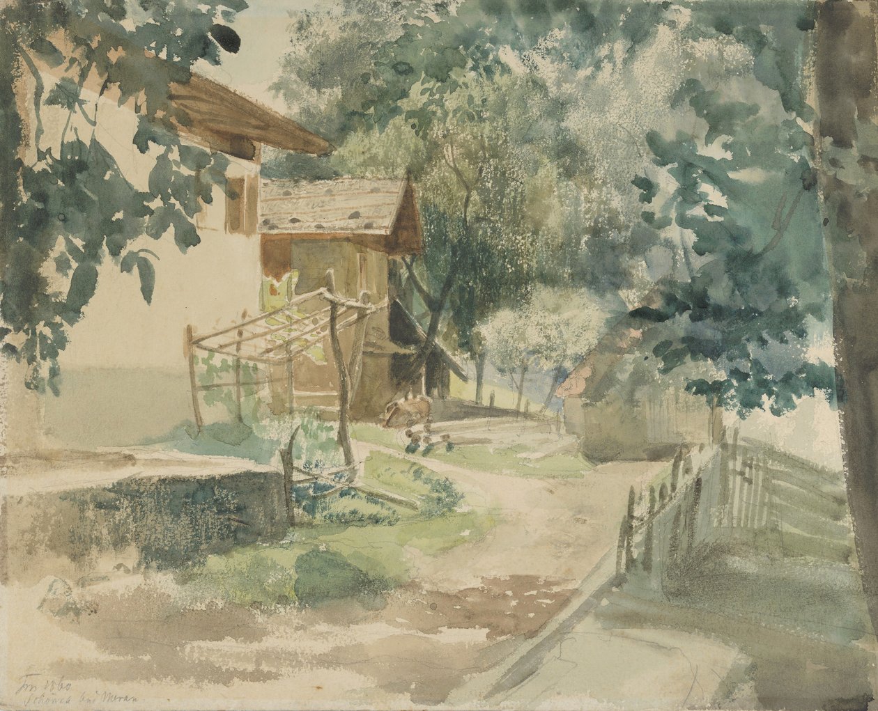 A Farmyard perto de Merano, 1860. de Franz Meyerheim