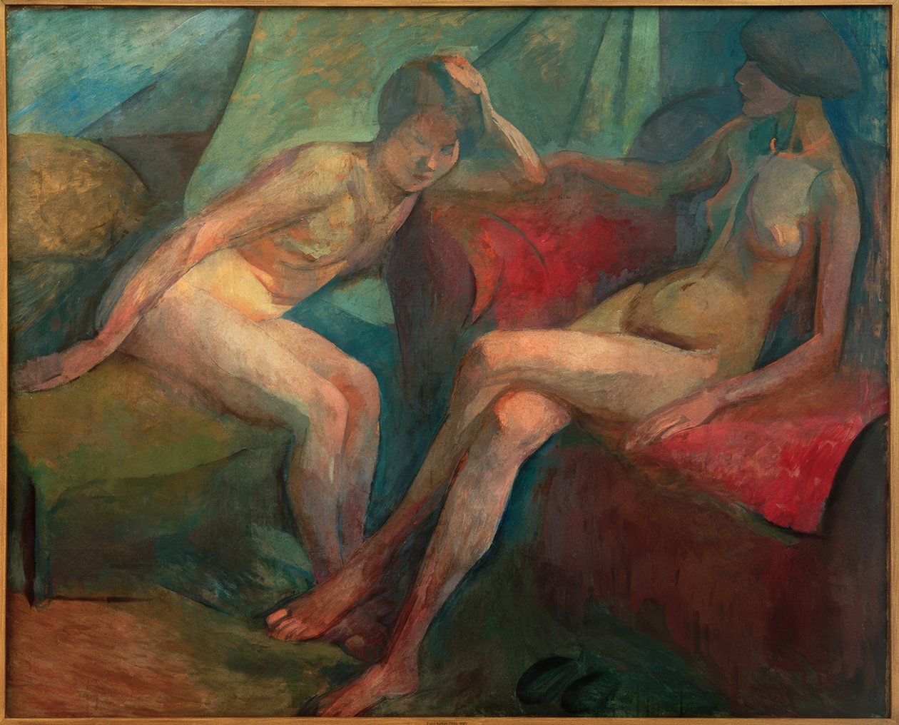 Dois Nus em um Sofá Vermelho de Franz Nolken