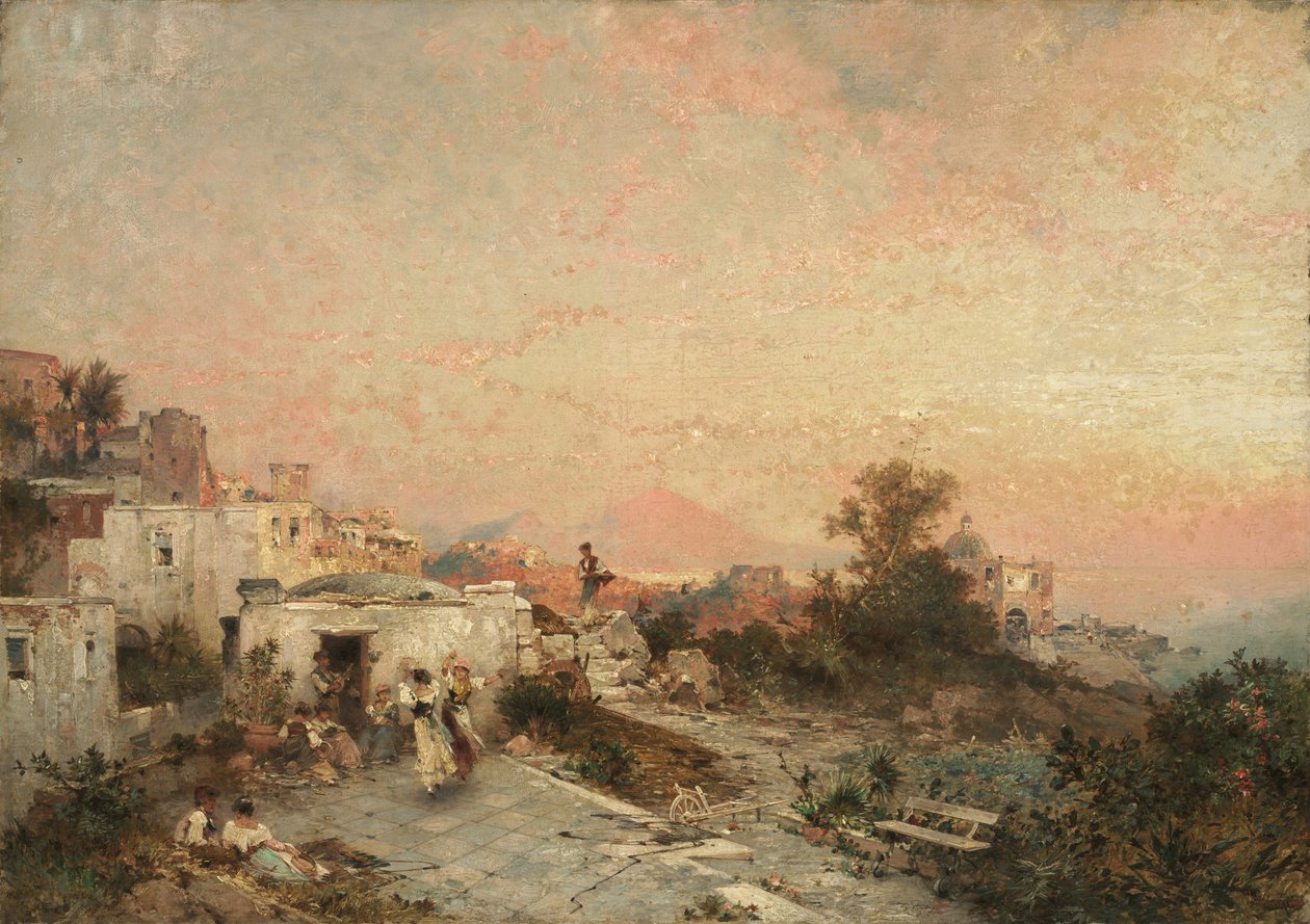 La Tarantella, Posilipo, Nápoles, c.1895 de Franz Richard Unterberger