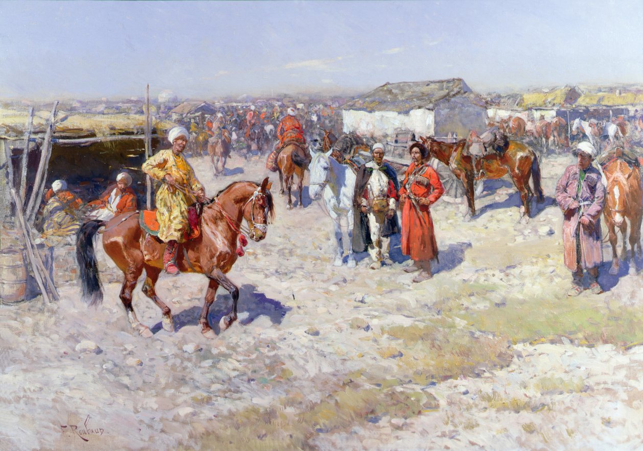 Mercado de cavalos da Ásia Central de Franz Roubaud