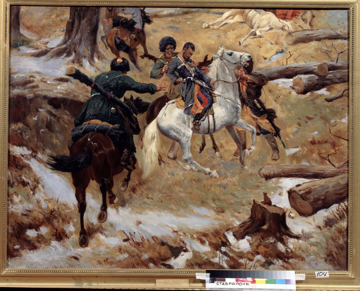Morte do general Nikolay Sleptsov sobre um combate na Chechénia em 10 de Dezembro de 1851 de Franz Roubaud