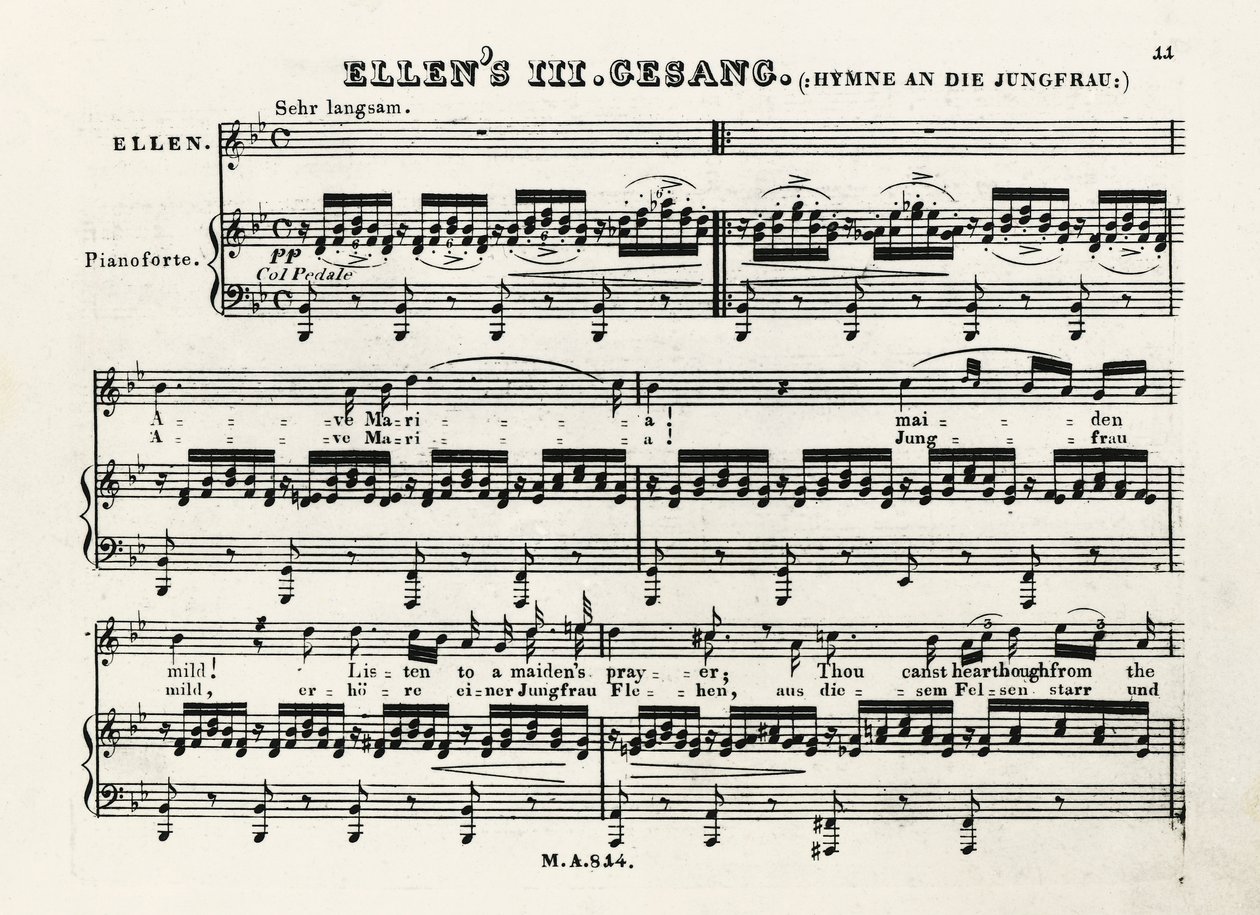 Notas iniciais de Ave Maria de Franz Schubert (1797-1828) de Franz Schubert