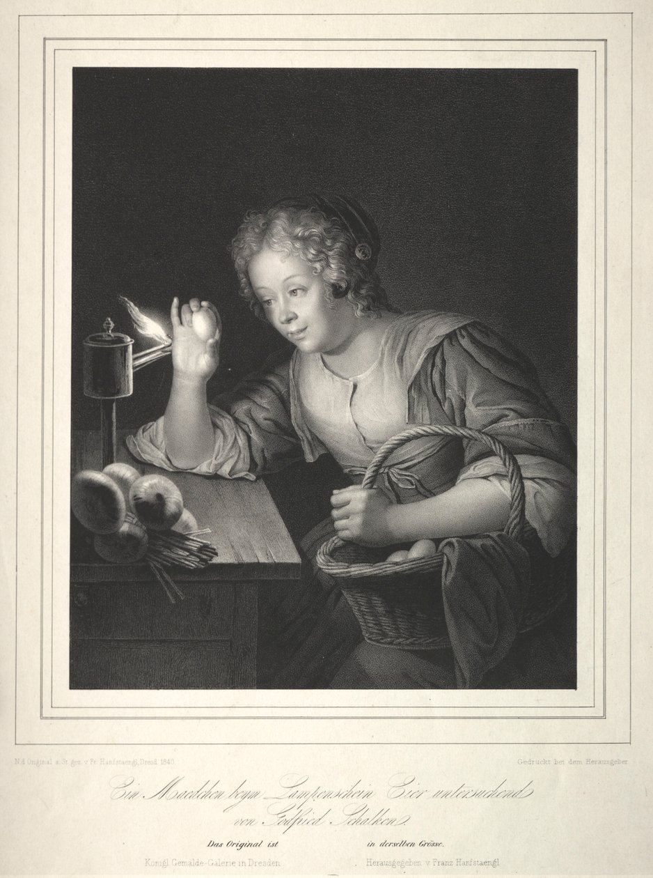 Ovos de Candling da menina, 1840. de Franz Seraph Hanfstaengl