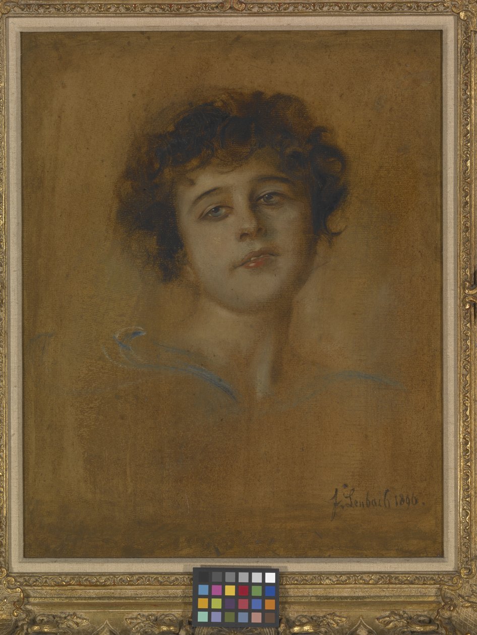 Retrato de uma jovem mulher (óleo sobre tela) de Franz Seraph von Lenbach