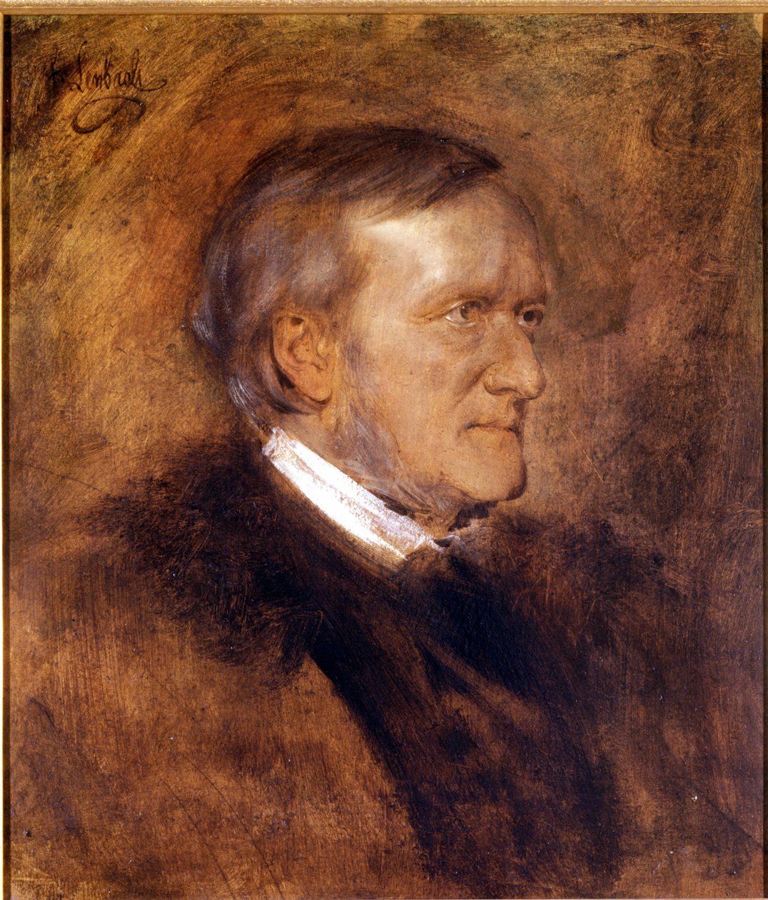 Retrato de Richard Wagner (1813 - 1883), compositor alemão. Pintura de Franz von Lenbach (1836-1904). Museu Wagner em Bayreuth. de Franz Seraph von Lenbach
