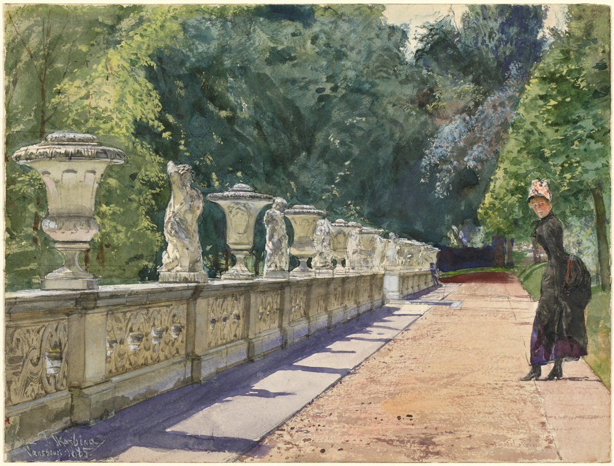 Um passeio no parque em Sanssouci de Franz Skarbina