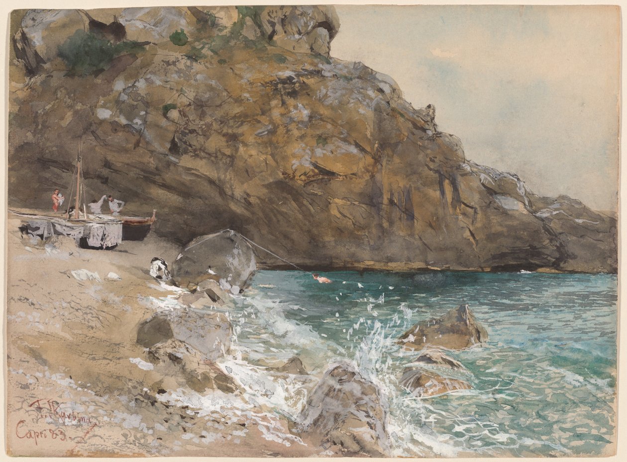 A praia em Marina Piccola, Capri de Franz Skarbina