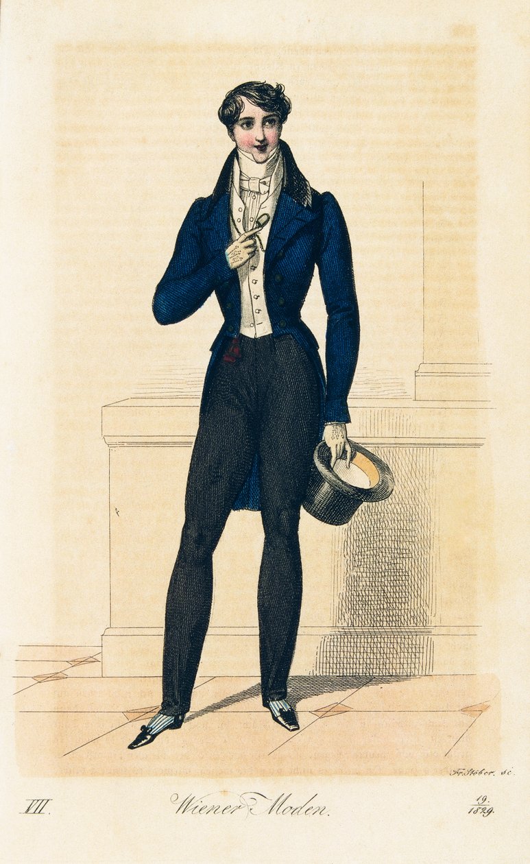 Cavalheiro com saia azul escura de Franz Stober