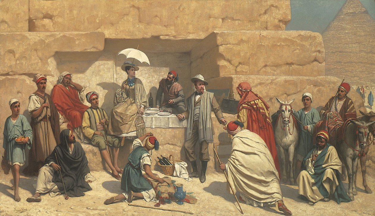 Almoço ao pé das pirâmides, Gizé de Franz Vinck