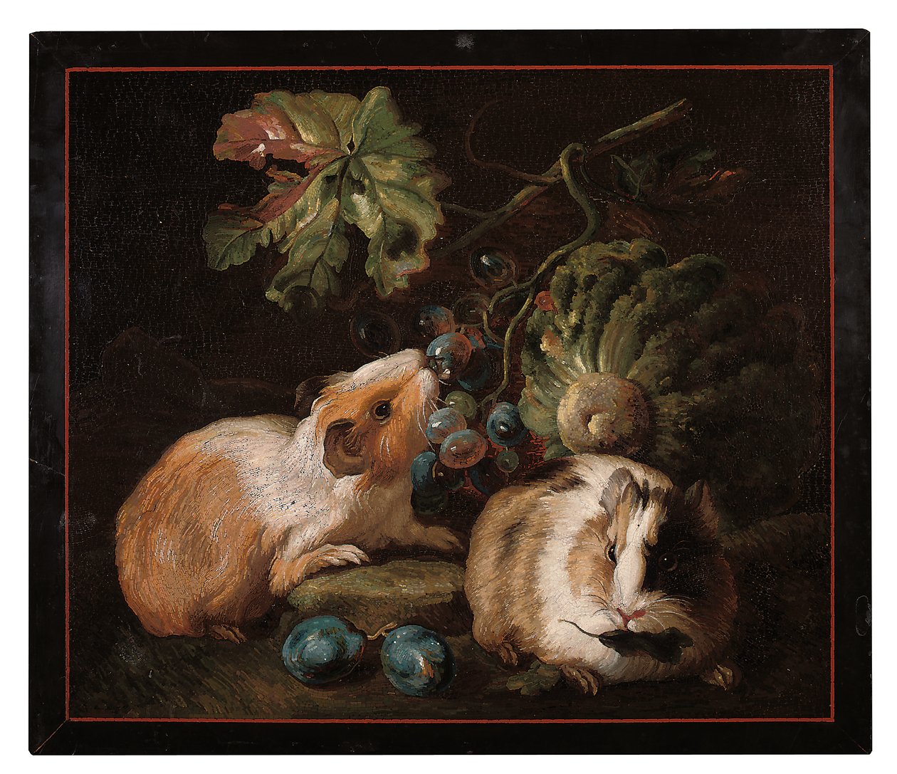 Painel micromosaico romano que descreve duas cobaias comendo repolho e uvas, 1800-25 de Franz Werner von Tamm
