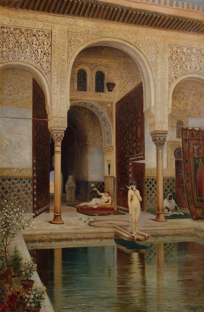 O pátio do Palácio de Alhambra em Granada de Franz Wilhelm Odelmark