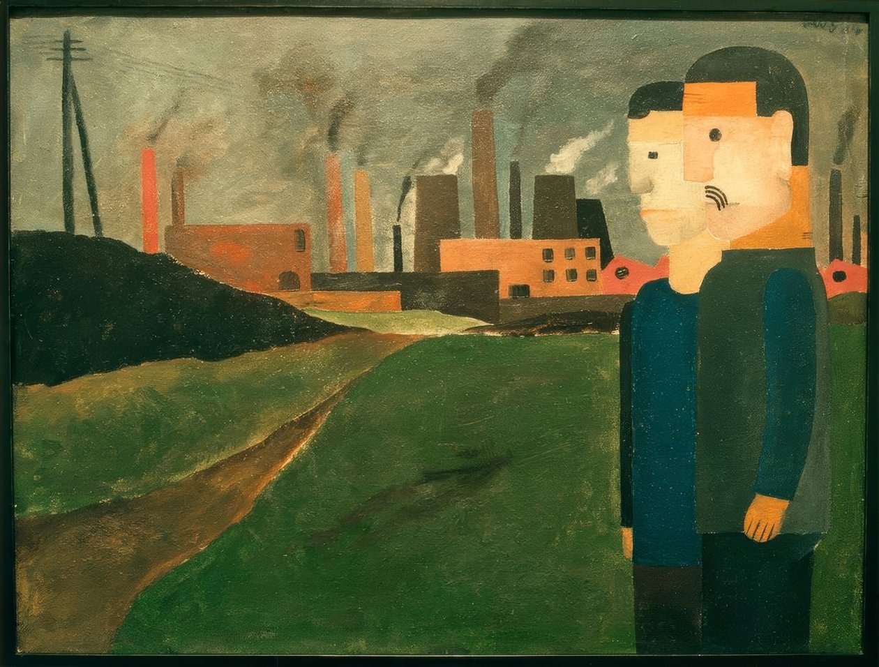Paisagem industrial com trabalhadores de Franz Wilhelm Seiwert