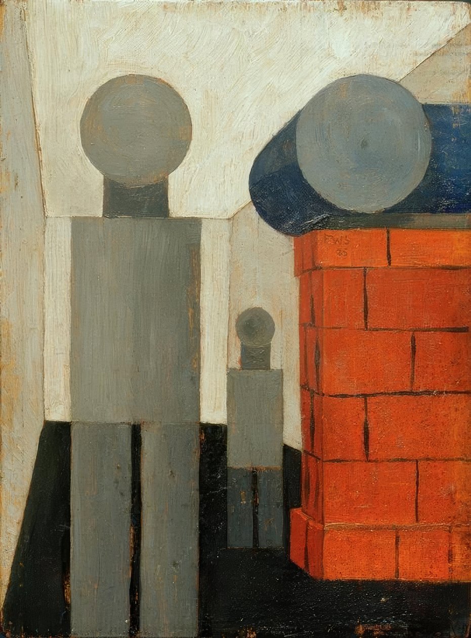 Duas pessoas em construção em perspectiva de Franz Wilhelm Seiwert