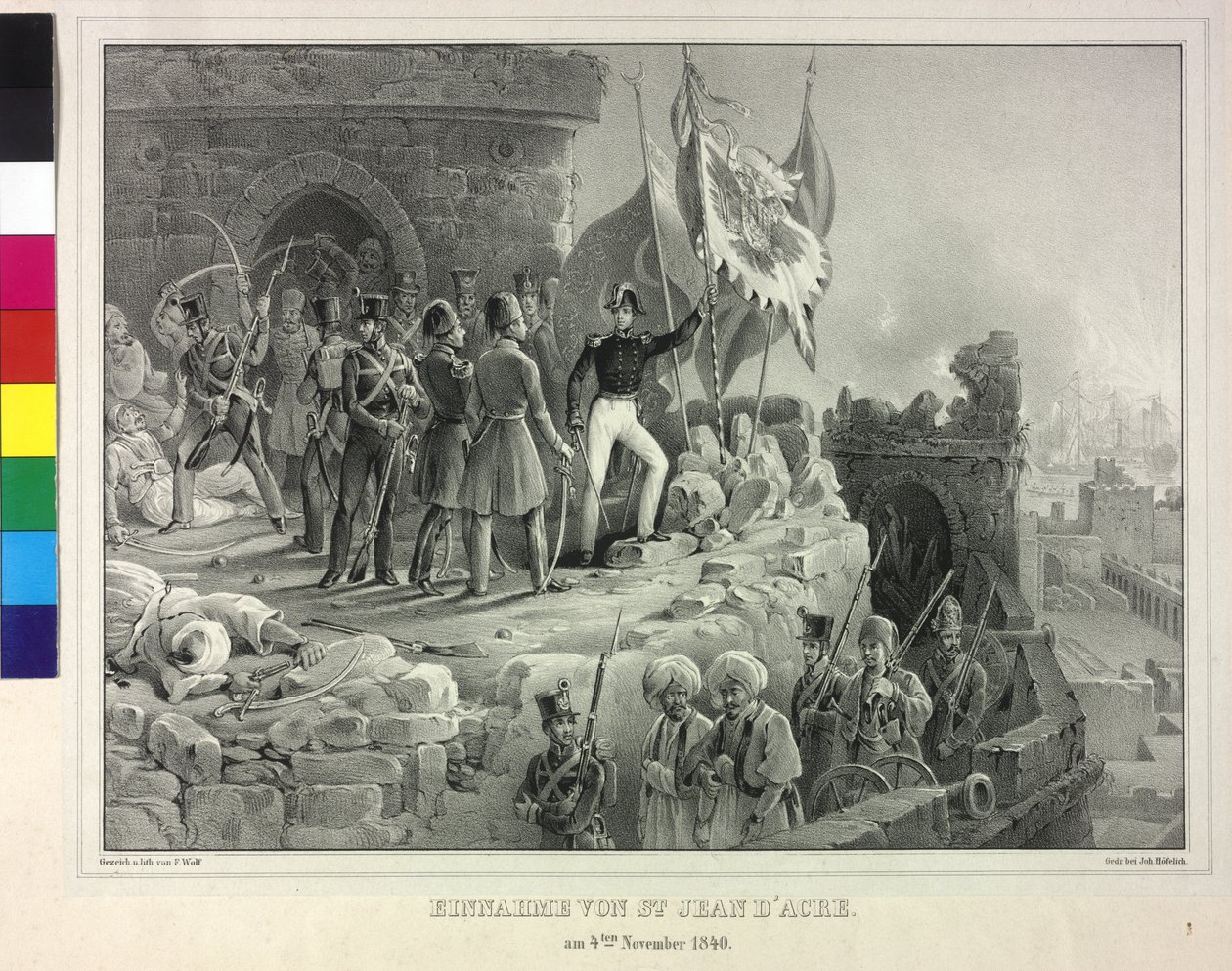 Captura de São João de Acre em 4 de novembro de 1840 (litografia) de Franz Wolf