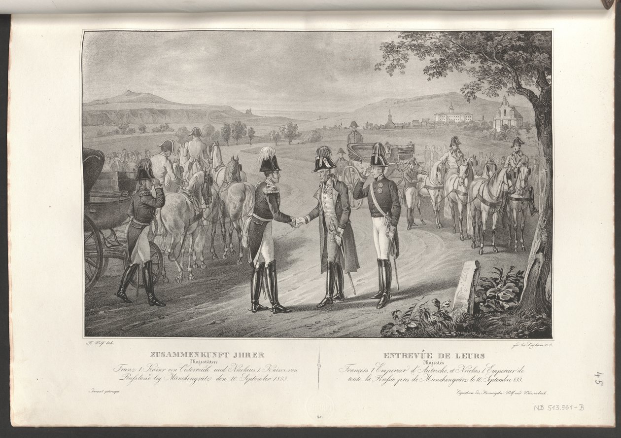 Encontro do imperador Francisco I com o imperador Nikolaus I da Rússia de Franz Wolf