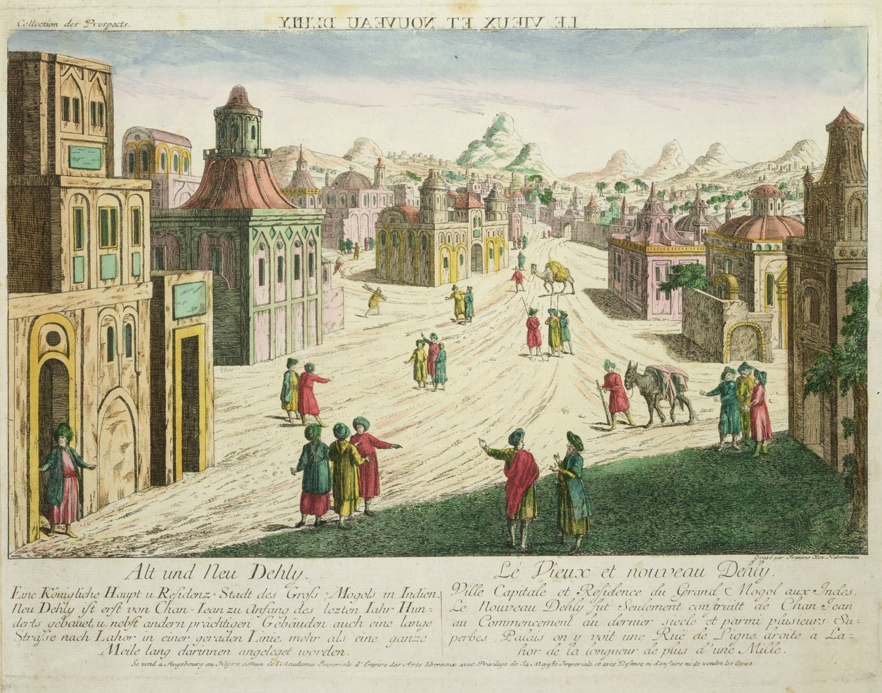 Velha e Nova Deli (aquatint) de Franz Xaver Habermann