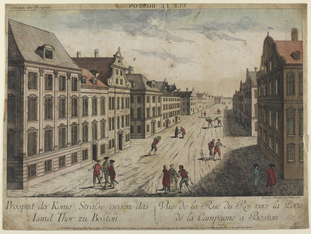 Vista da Rue du Roi--Boston (1776) de Franz Xaver Habermann