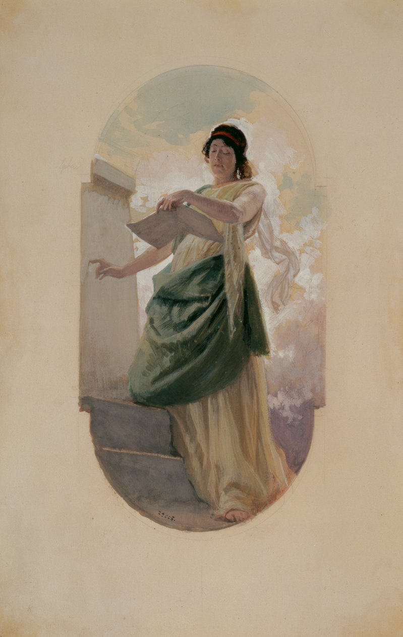 O Epigrama, um estudo, 1890 (lápis, wc) de Franz Xaver Simm