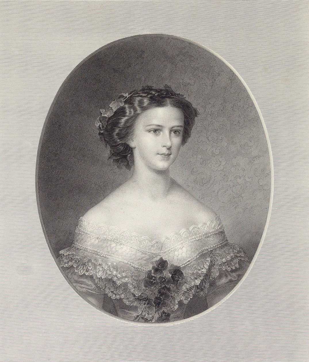 Retrato da imperatriz Elisabeth da Áustria, ca 1855. de Franz Xaver Stöber