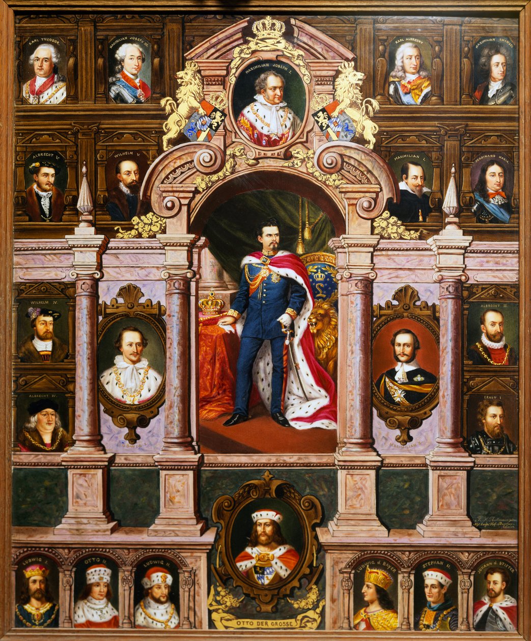 Painel com retratos dos reis da Baviera da família Wittelsbach, de Franz Xaver Thallmaier de Franz Xaver Thallmaier