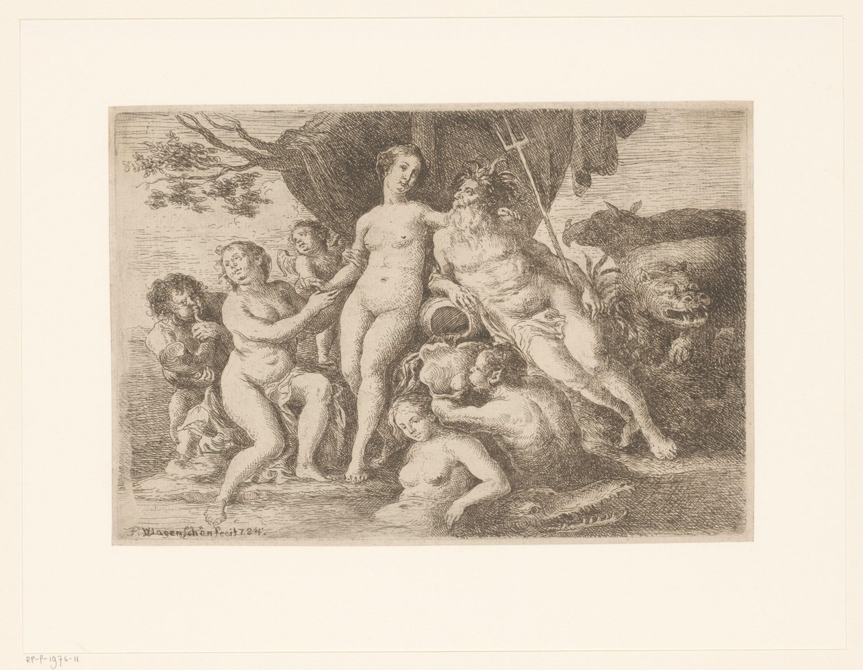Netuno e Anfitrite em meio a ninfas e tritões de Franz Xaver Wagenschon