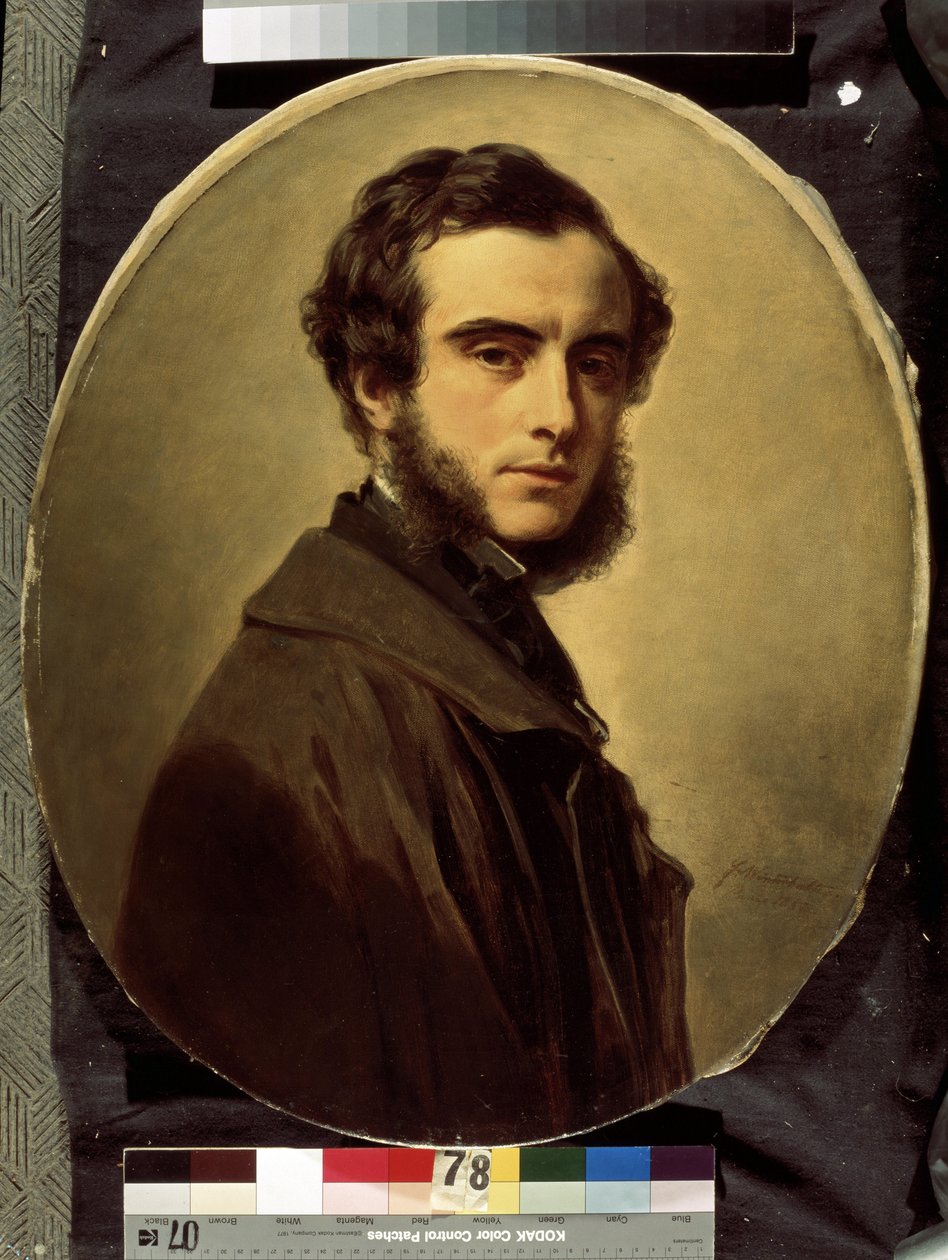 Retrato do conde Pavel Petrovich Shuvalov (1830-1908) (Retrato do conde Pavel P.Shuvalov). Pintura de Franz Xavier Winterhalter (1805-1873). Óleo sobre tela, 65 x 55 cm de Franz Xaver Winterhalter